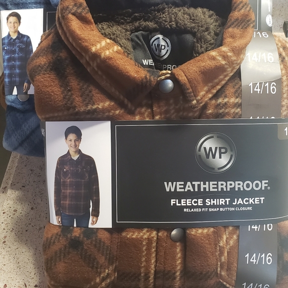 WP π¦WEATHERPROOF BOYS FLEECE SHIRT JACKET BLUE & BROWN SZ. 10/12 & 14/16 ππ€ - Picture 16 of 16